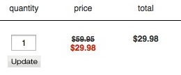 Cart updated to reflect discount